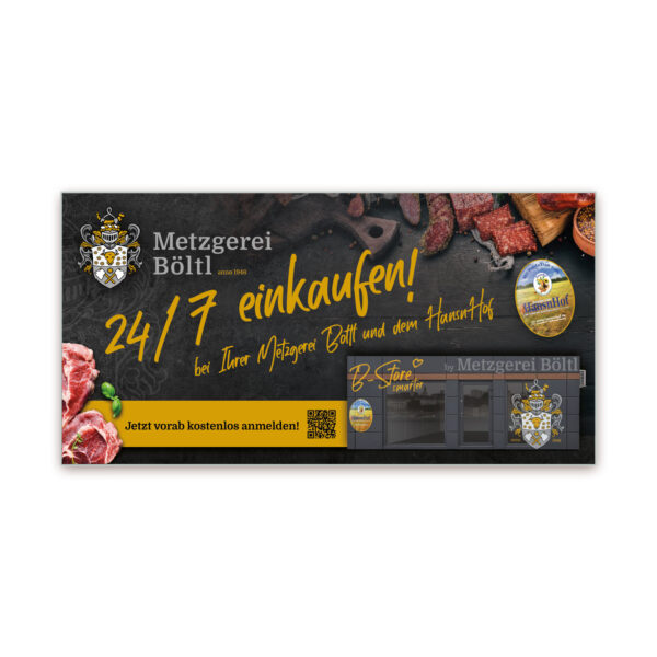Grafik für Bauzaunbanner einer Metzgerei